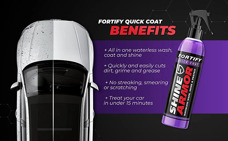 SHINE ARMOR Fortify Quick Coat - Revestimiento de cerámica de alto rendimiento, aerosol de cera para automóvil, esmalte de capa superior hidrofóbica y sellador de pintura de polímero para asiento de cuero